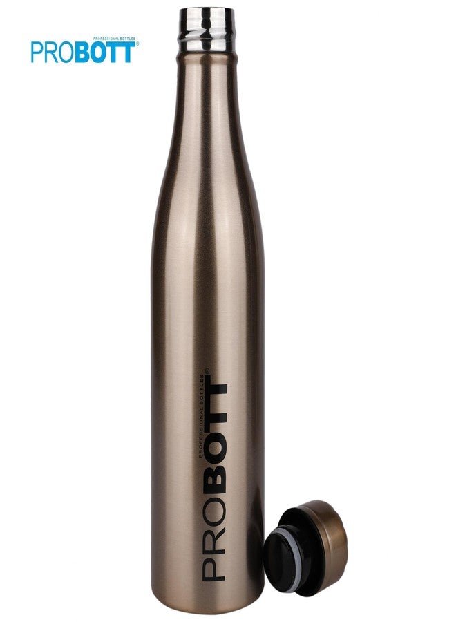 Probott Vintage Flask 750ml Thermosteel Hot & Cold Thermos Flask 0.75 Litre, Water Bottle 750 ml, Gold | Screw Cap | Leakproof | Gym | Sports | Office | Home | Kitchen | Travel | Water, Tea, Coffee - Image 2